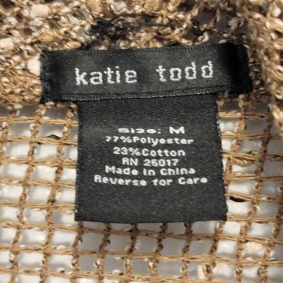 Katie Todd Lagenlook Fishnet Jacket Cardigan Open Front Earthtone Medium 389 - Picture 3 of 11